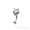 CZ HEART CLUSTER BEAD TOP 316L SURGICAL STEEL THREADLESS FLOATING BELLY BUTTON RING